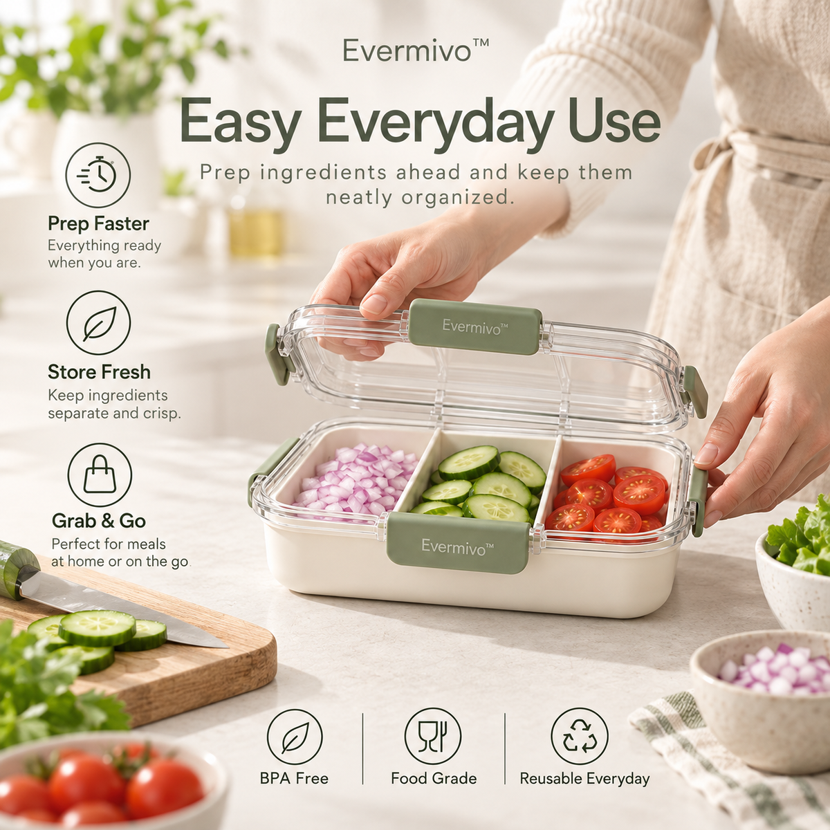 Evermivo™ FreshGrid Prep Container