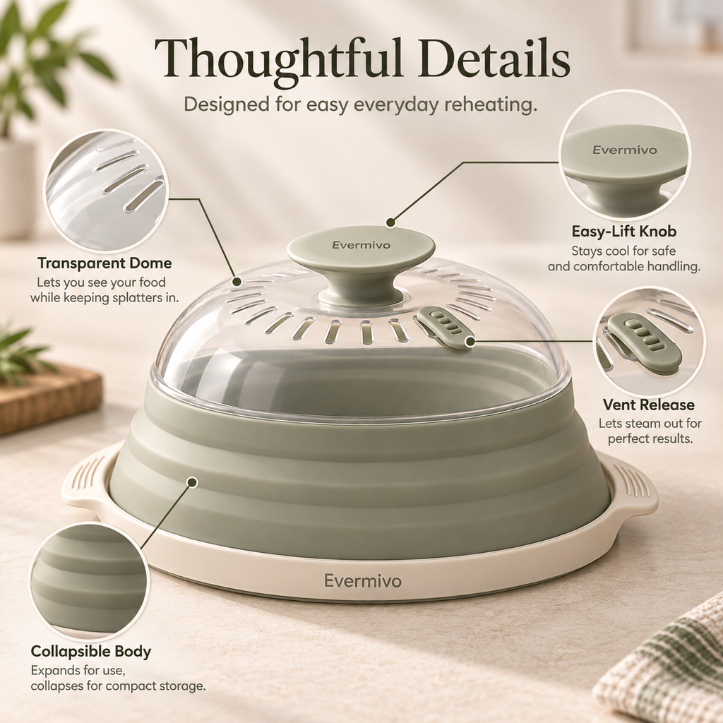 Evermivo™ SteamHalo Microwave Cover
