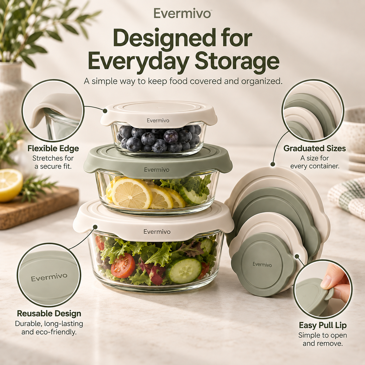 Evermivo™ HaloSeal Fresh Lid Set